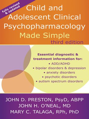 cover image of Child and Adolescent Clinical Psychopharmacology Made Simple